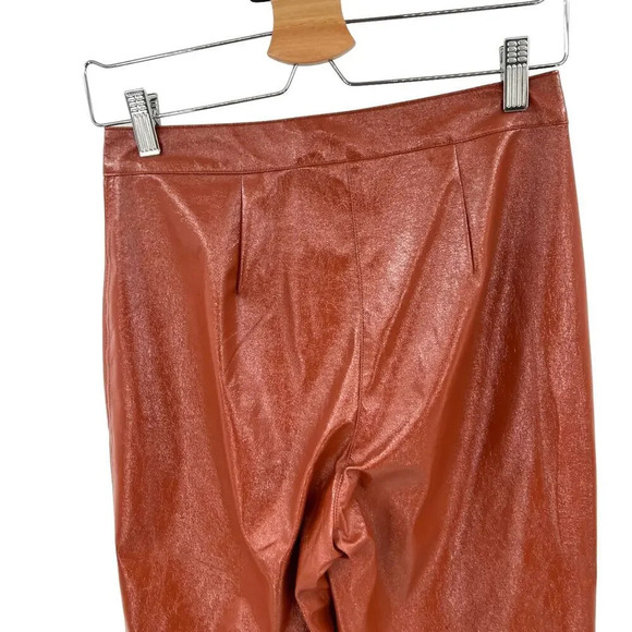 Aritzia Wilfred Shirley Pant Vegan Patent Leather Rust Brown Size 4 - Picture 9 of 13